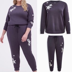 SET: Torrid Cupro Active Stars Grey Sweatshirt/Jogger 1X